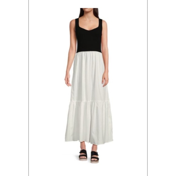 DKNY Black and White Two Tone Maxi Dress - Picture 1 of 10